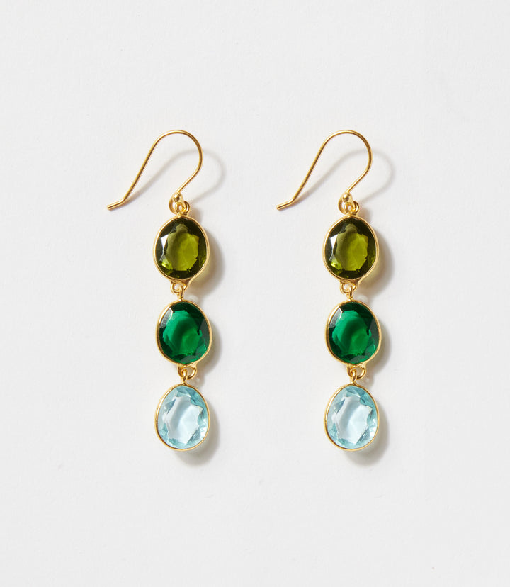 Triple Drop Gemstone Earrings