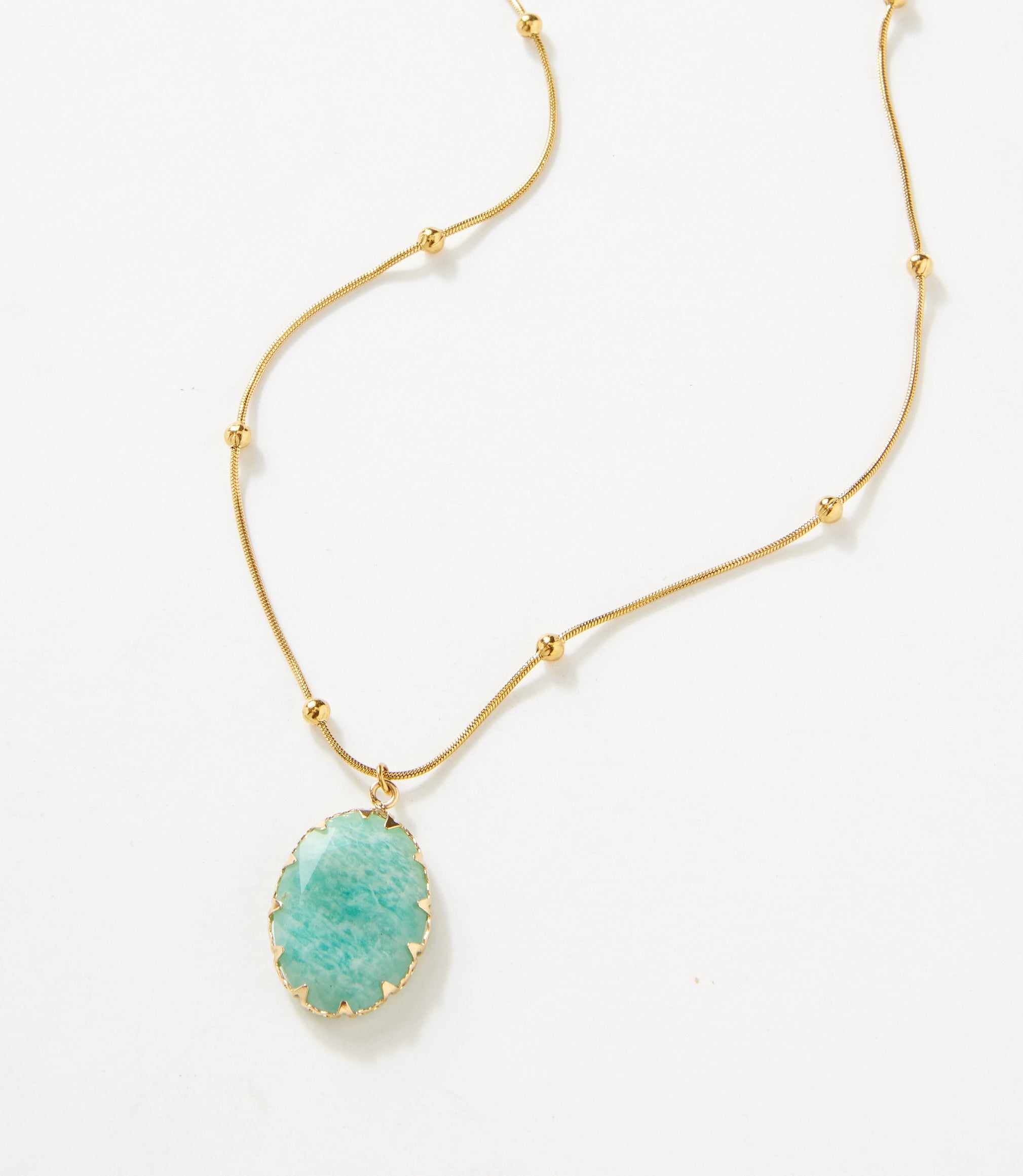 Amazonite Pendant Necklace - Elegant Gold Framed Pendant Jewellery