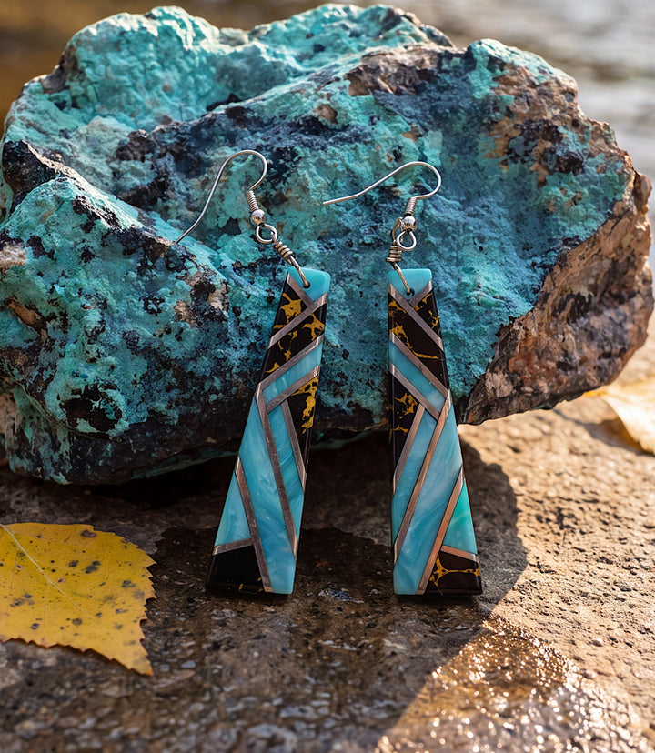 Vintage Larimar Inlay Earrings