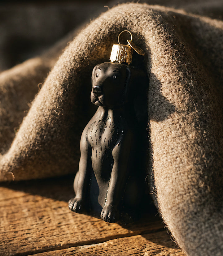 Black Labrador Glass Ornament