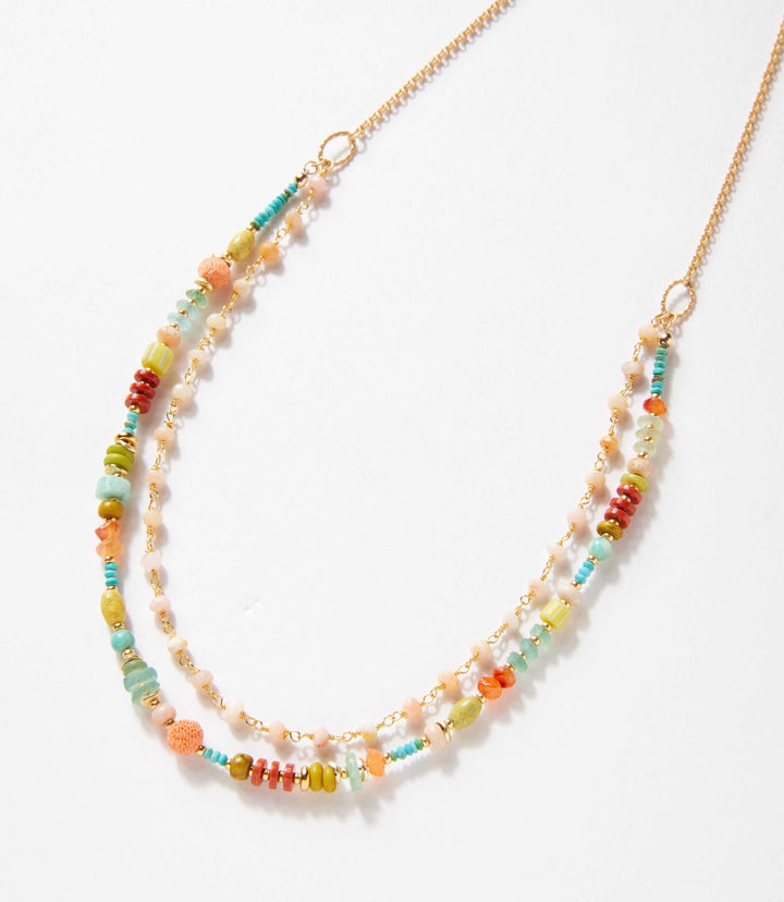 Mixed Gemstone Multistrand Necklace