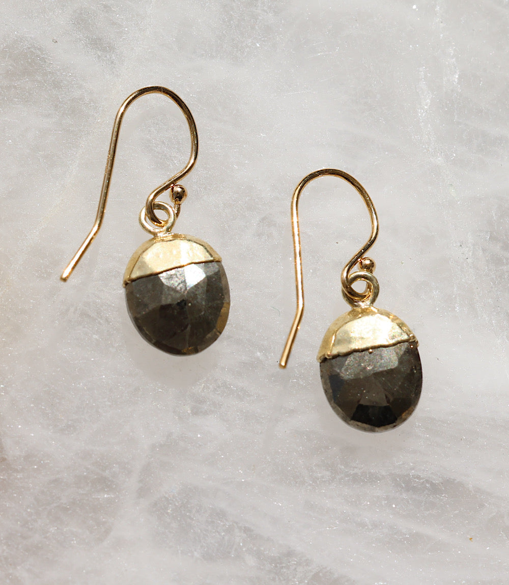 Pyrite Bezel Simple Earrings