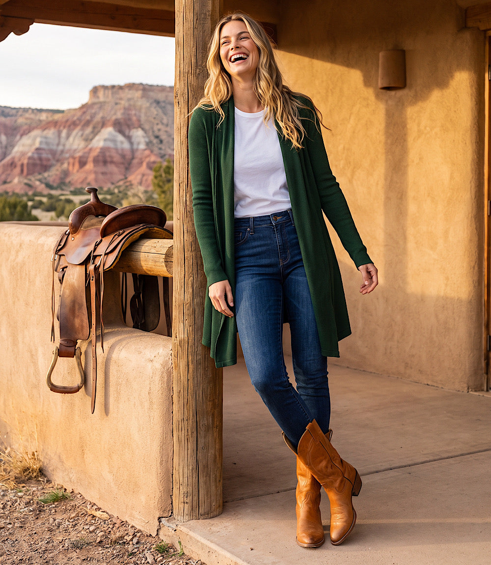 Ribbed Drape Front Cardigan