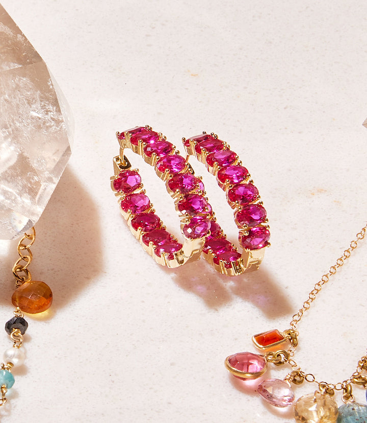 Gemstone Hoop Earrings