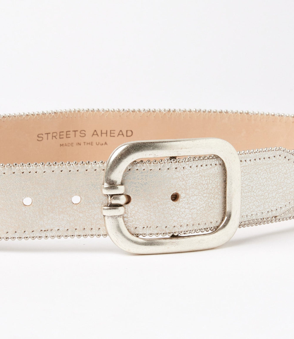 Streets Ahead Metallic Leather Rivet Trim Belt
