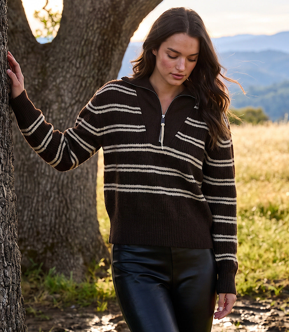Stripe Half Zip Sweater