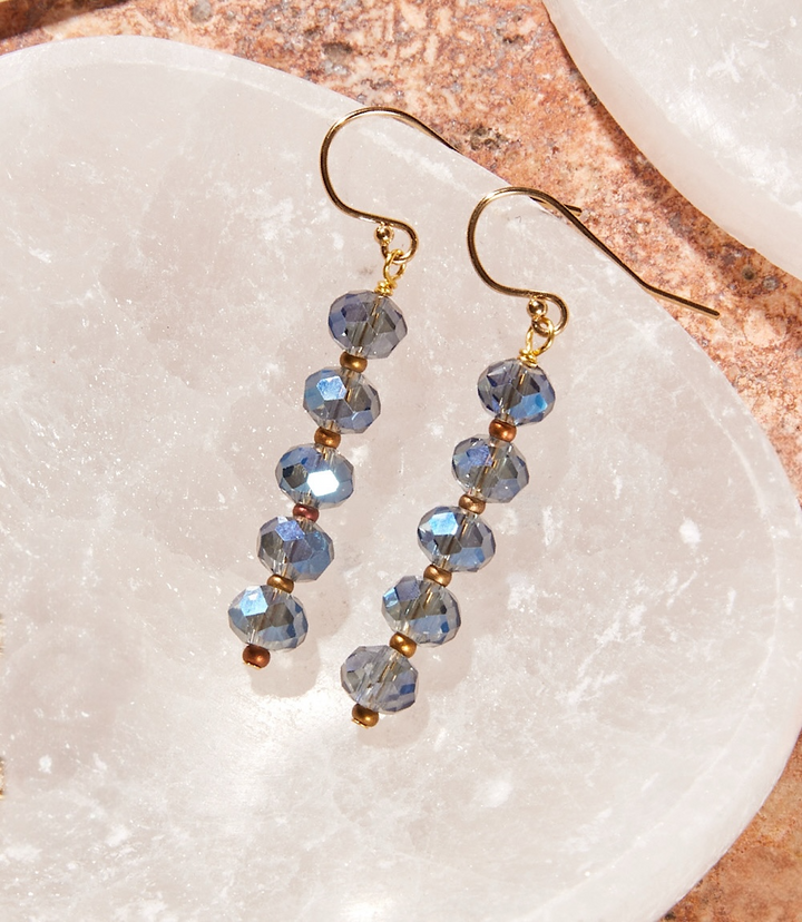 Faceted Blue Crystal Earrings