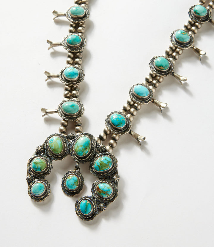 Sonoran Gold Turquoise Squash Blossom Necklace