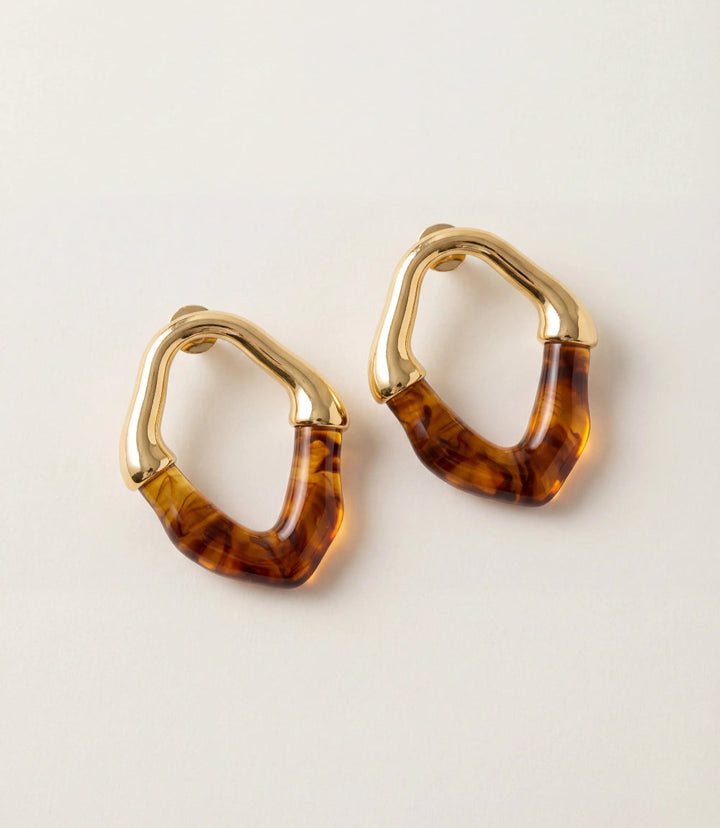 Organic Oval Amber Earrings