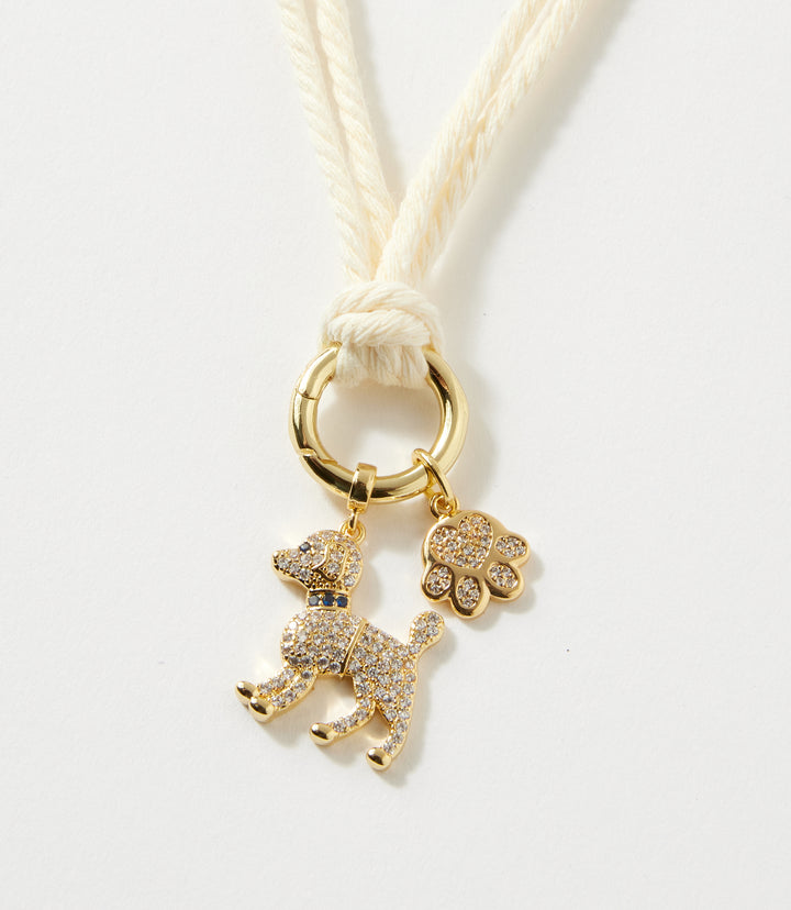 Pavé Dog And Paw Cord Necklace