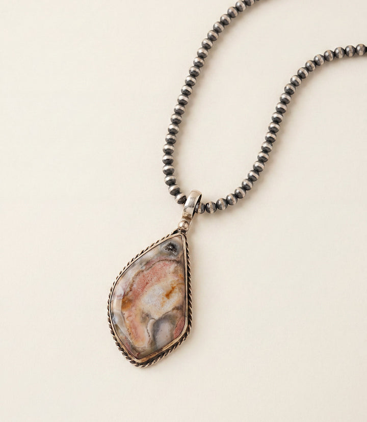 Pink Agate Pendant Necklace