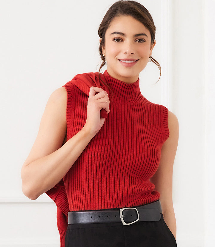 Ribbed Turtleneck Sweater Tank