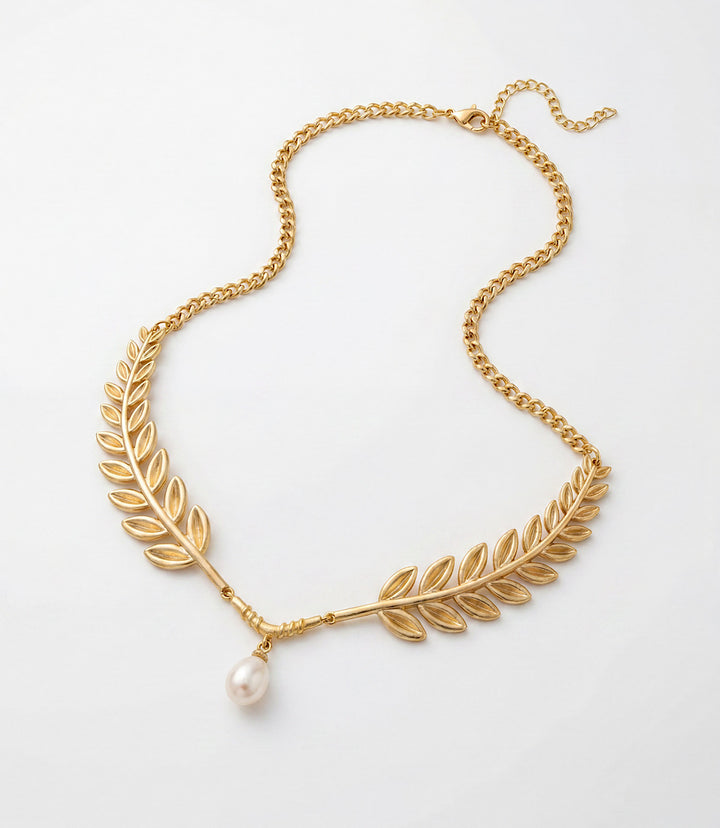 Laurel Leaf Pearl Necklace