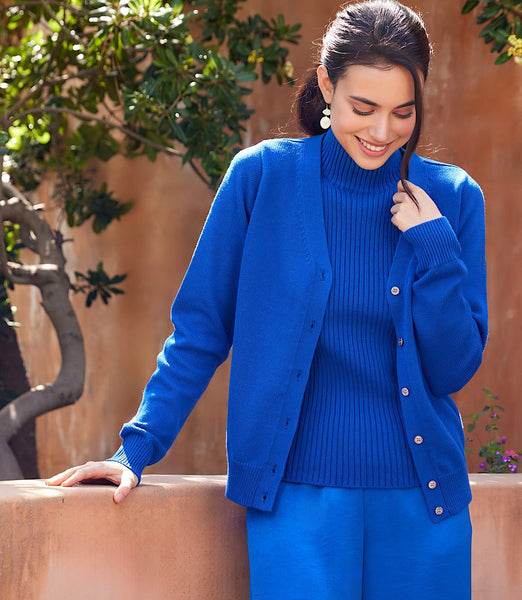 HeRIN.CYE Feels V-neck Cardigan 青　ブルー HeRIN.CYE | Feels v-neck Cardigan (カーディガン ) |SHEL'TTER WEBSTORE