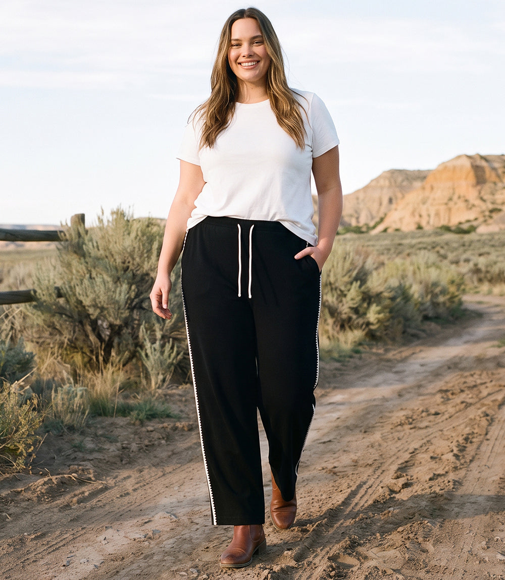 Plus Size Edge Stitch Drawstring Sweatpants
