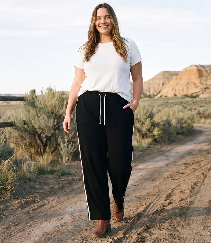 Plus Size Edge Stitch Drawstring Sweatpants