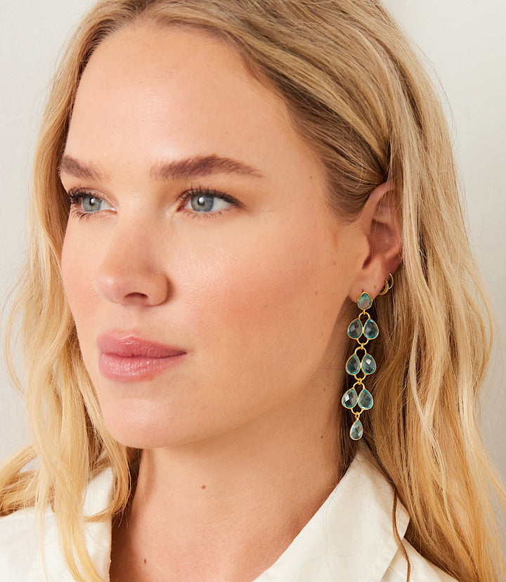 Feather Drop Gemstone Earrings