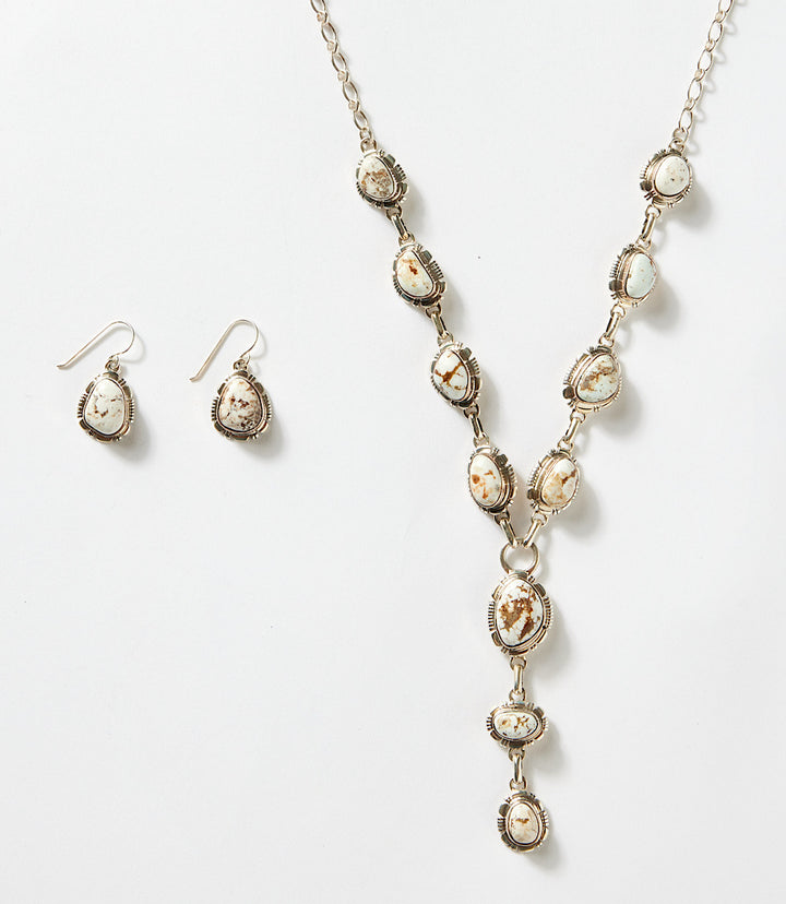 White Buffalo Necklace And Earring Set