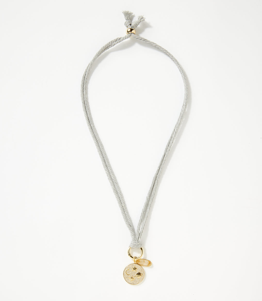 Galaxy Disc And Oval Gemstone Cord Necklace