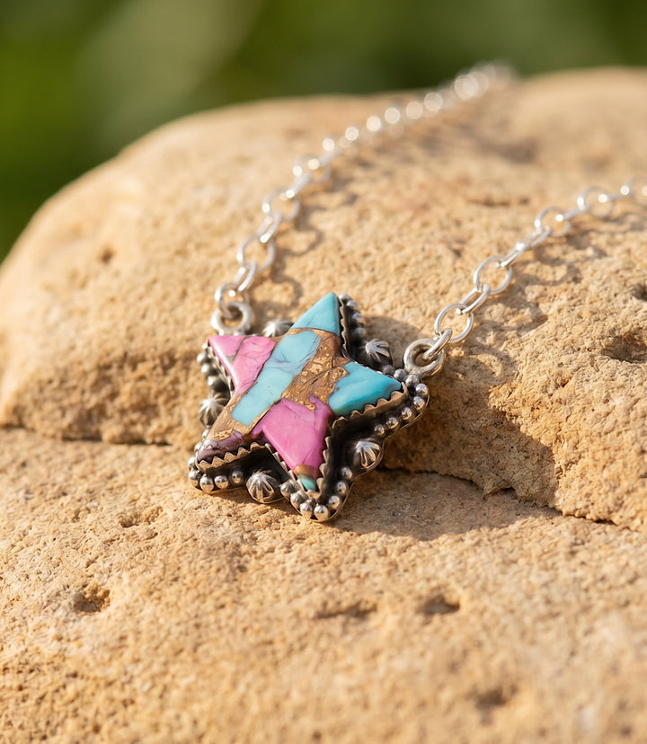 Cotton Candy Turquoise Star Necklace