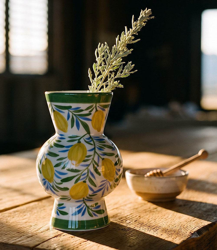Hand-Painted Small Lemon Vase