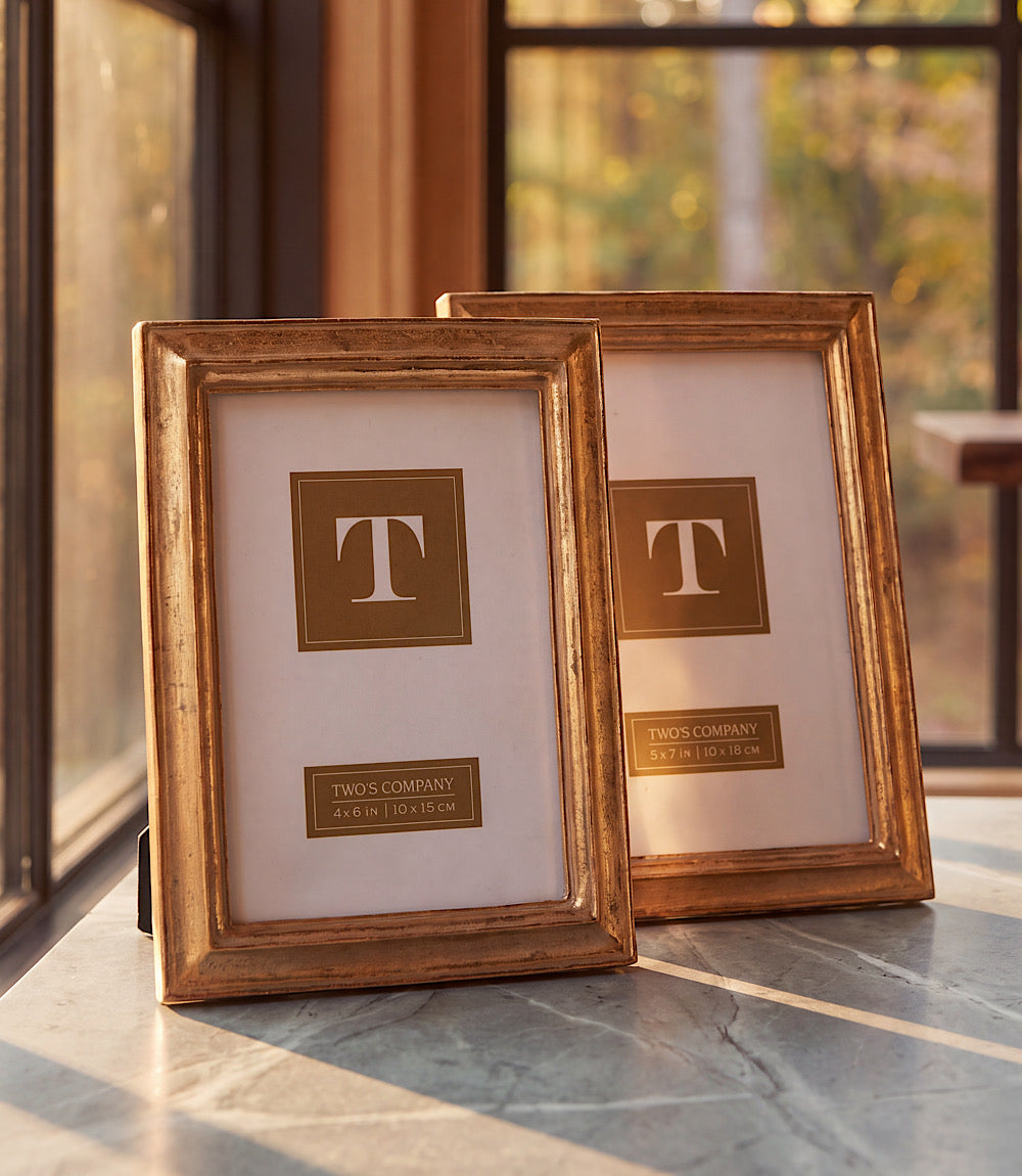 Gold Leaf Picture Frames, Set Of 2