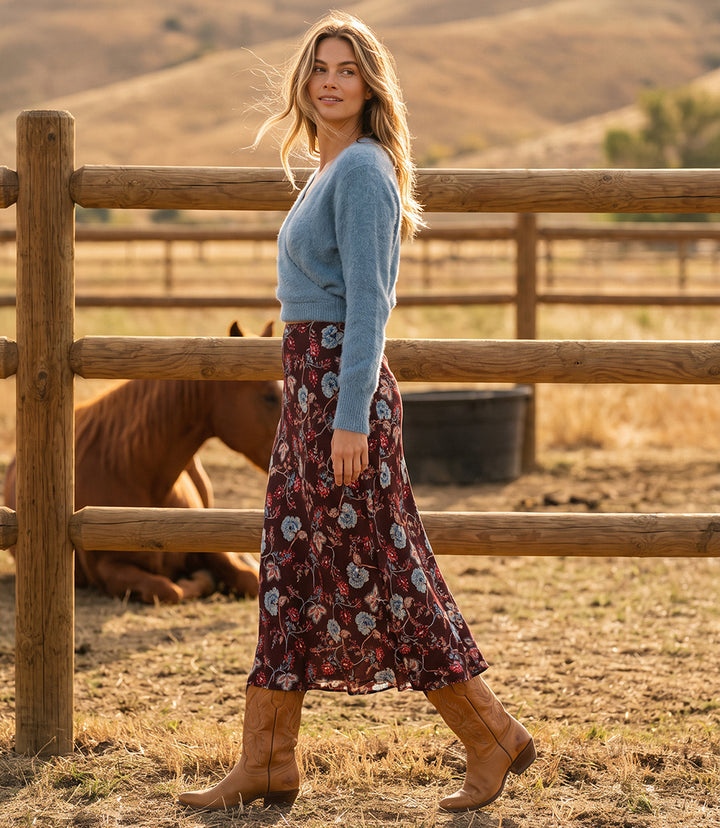 Bias Cut Midi Skirt