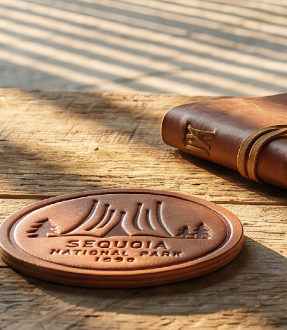 Leather National Park Coasters, Set Of 4