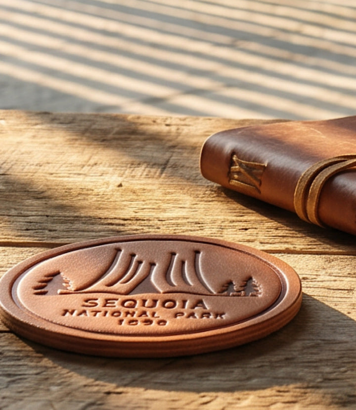 Leather National Park Coasters, Set Of 4