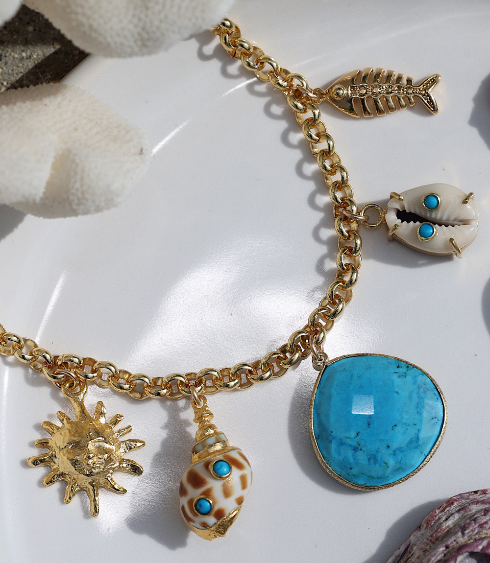 Turquoise Sea Charm Necklace