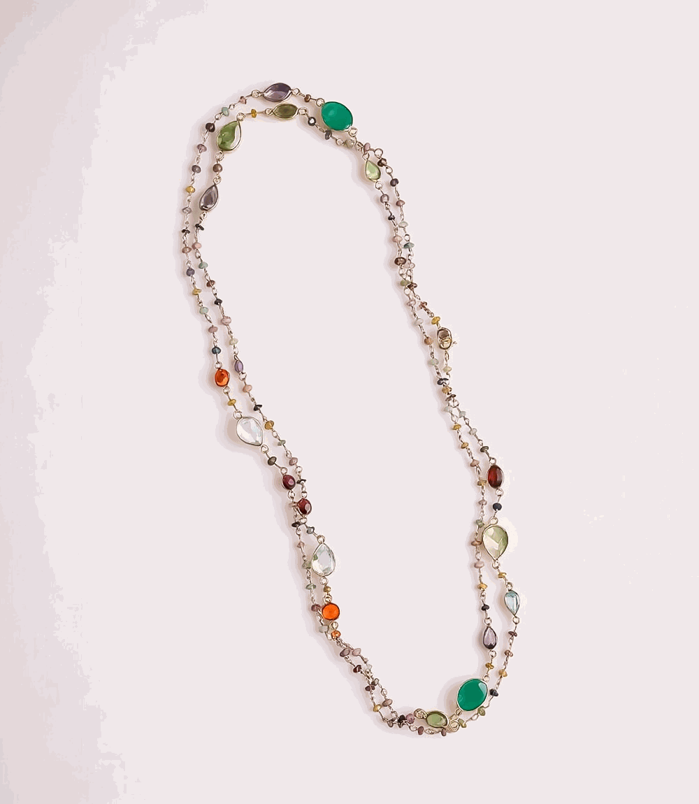 Multi Color Beaded Gemstone Necklace