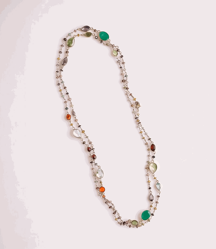 Multi Color Beaded Gemstone Necklace
