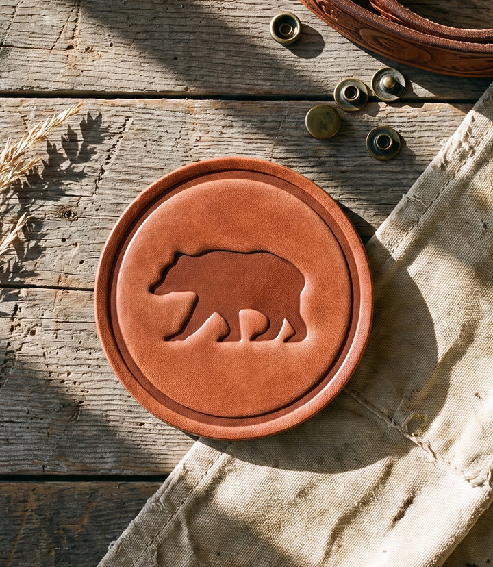 Stamped Leather Bear Coaster