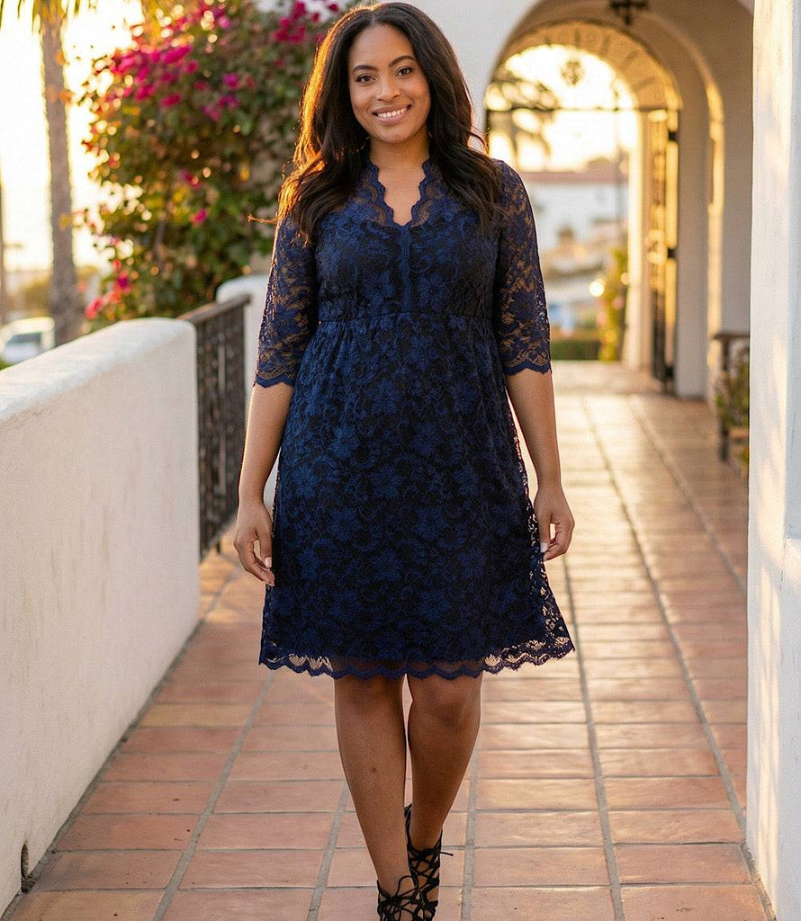 Karen Kane Scalloped Stretch Lace Dress - Navy Karen Kane Scalloped Stretch Lace Dress - Navy