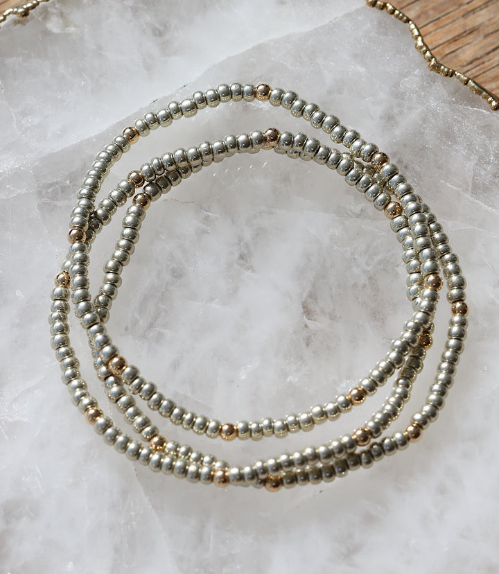 Beaded Crystal Bracelets, Set Of 3