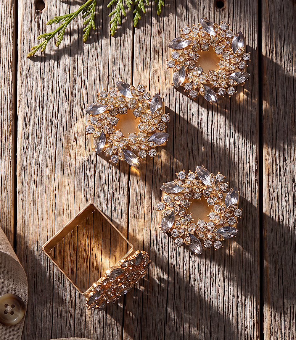 Jeweled Wreath Napkin Rings, Set Of 4