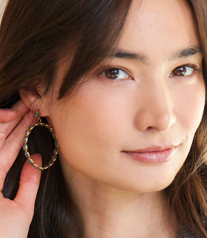 Gemstone Hoop Earrings