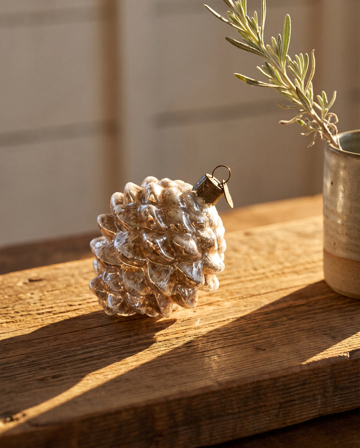 Vintage Pine Cone Glass Ornament