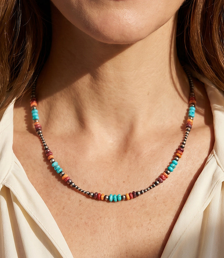 Multi Stone Turquoise Navajo Pearl Necklace