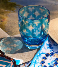 Blue Acrylic Palazzio Small Tumbler with modern geometric pattern, 12 oz, shatter-resistant and dishwasher safe