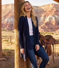 Ribbed Drape Front Cardigan