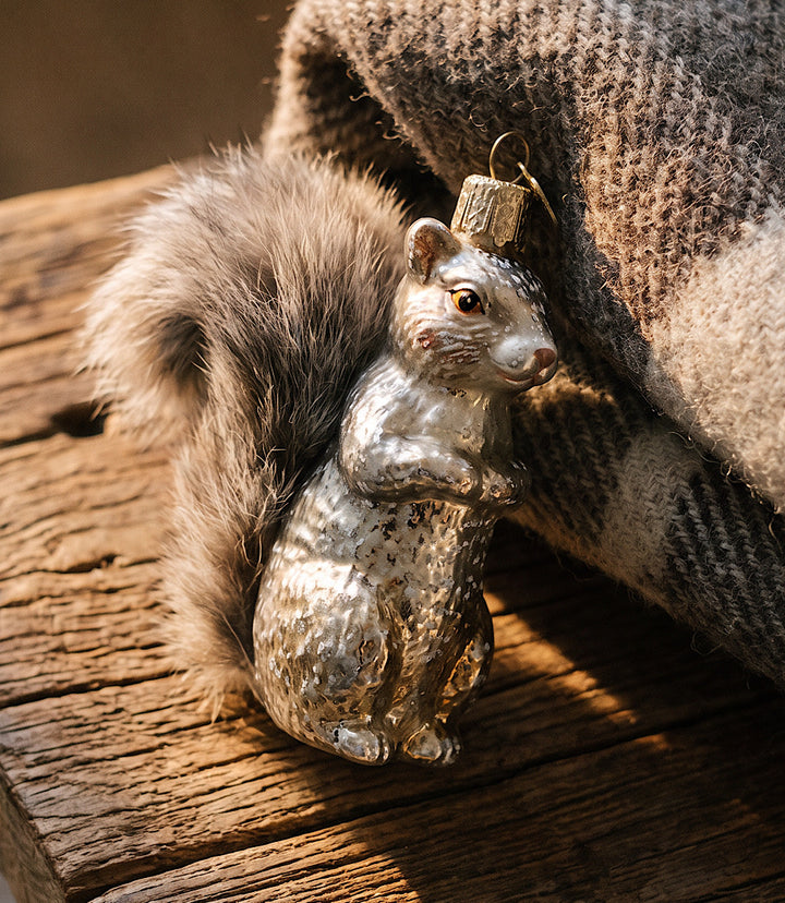 Vintage Squirrel Glass Ornament