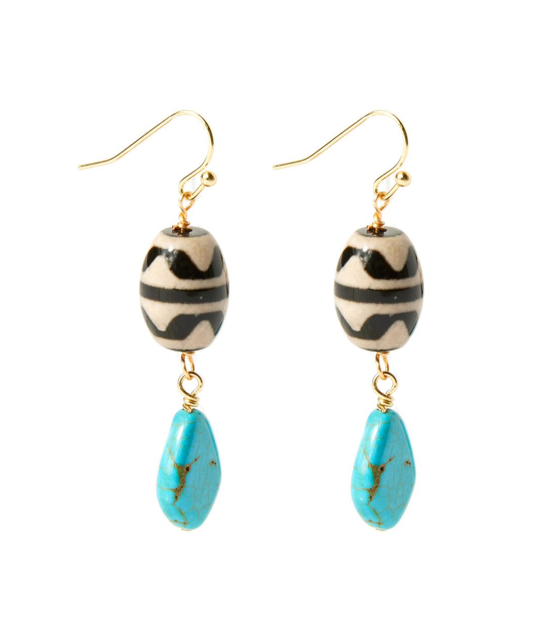 Tulum Blue Golden Drop Earrings