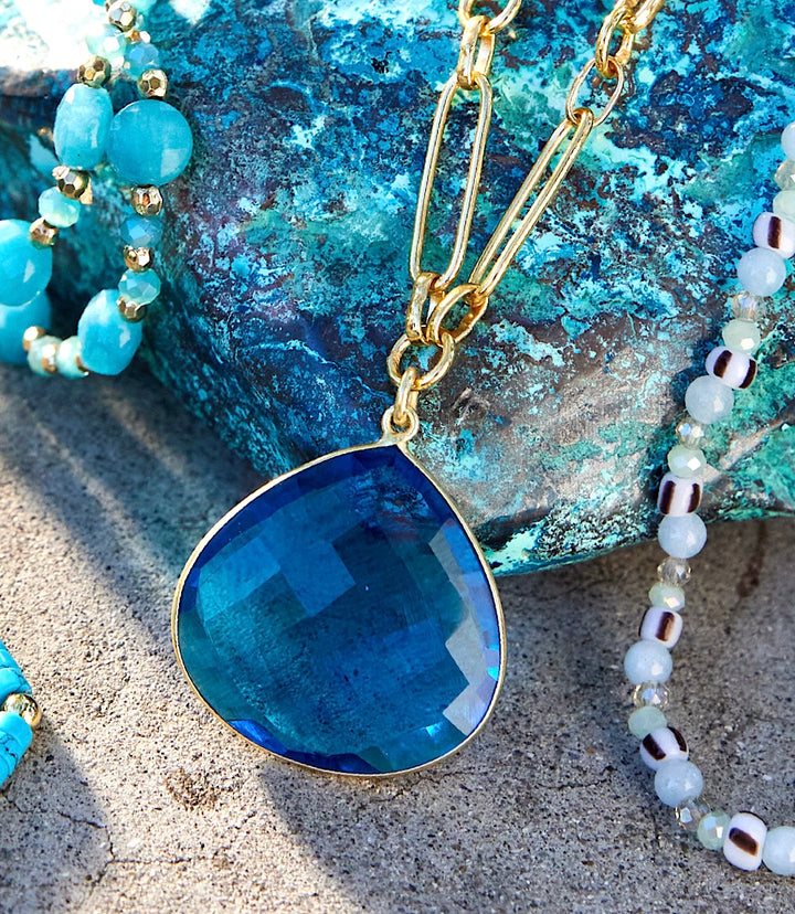 Teal Quartz Pendant Necklace