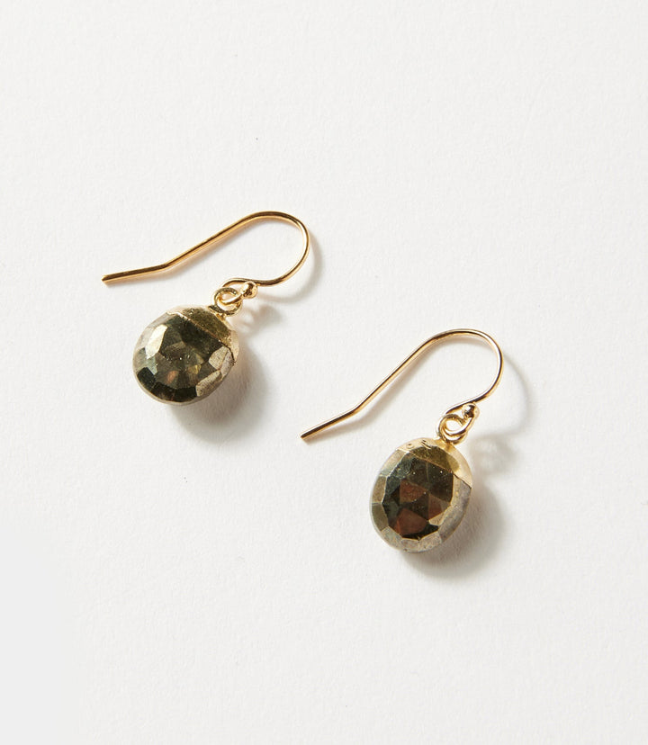 Pyrite Bezel Simple Earrings