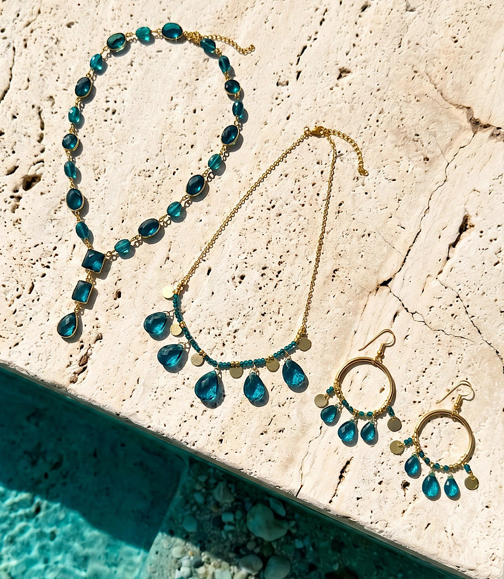 Teal Topaz Lariat Necklace