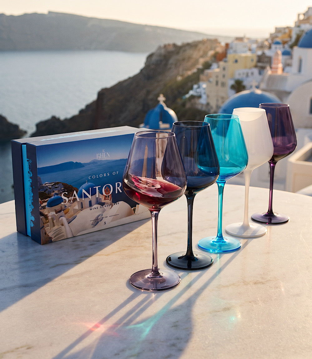 Colors Of Santorini Wine Glasses, Set Of 5