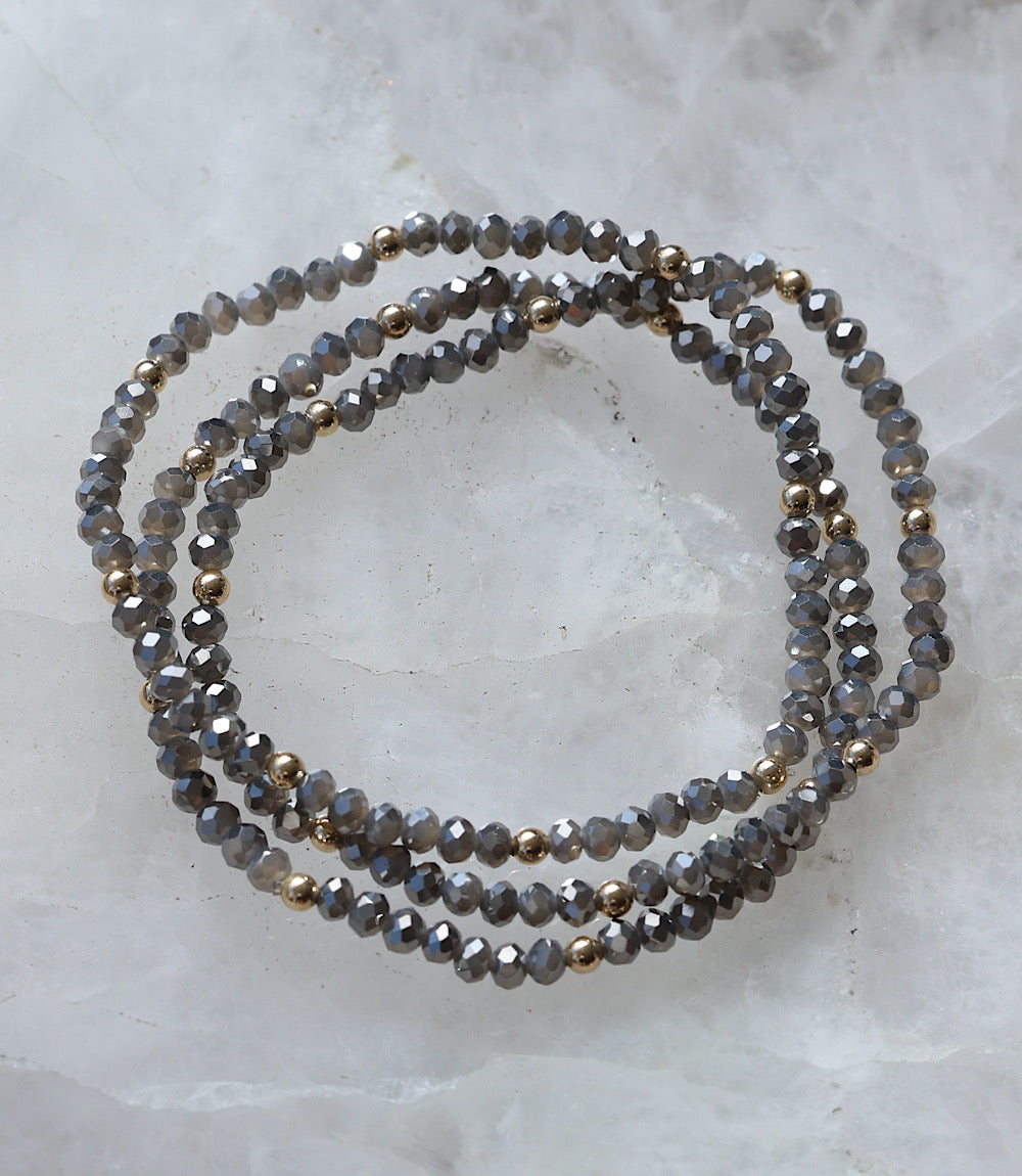 Beaded Crystal Bracelets, Set Of 3