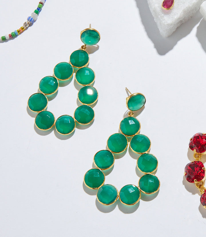 Gemstone Bezel Drop Earrings