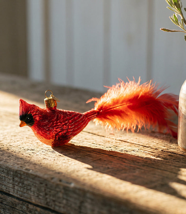 Vintage Cardinal Glass Ornament